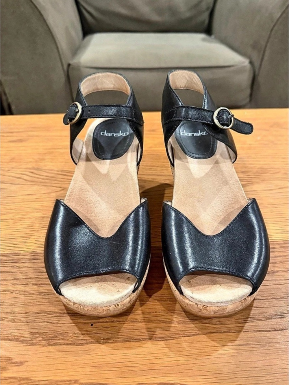 Dansko Stella Wedge Sandal Black Wedge Sandals with Buckle size 38